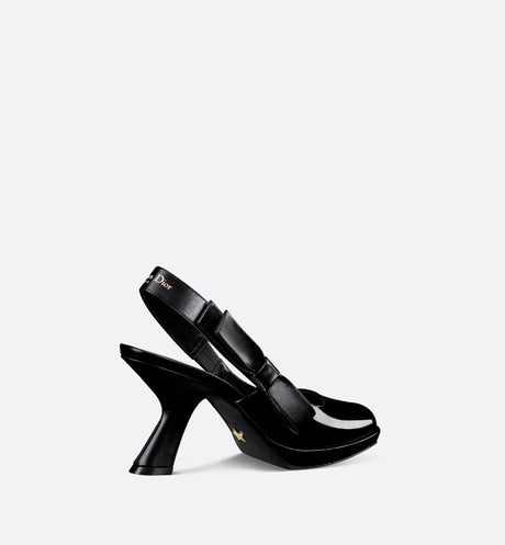 Sweet-D Slingback Pump • Black Patent Calfskin and Shiny Calfskin