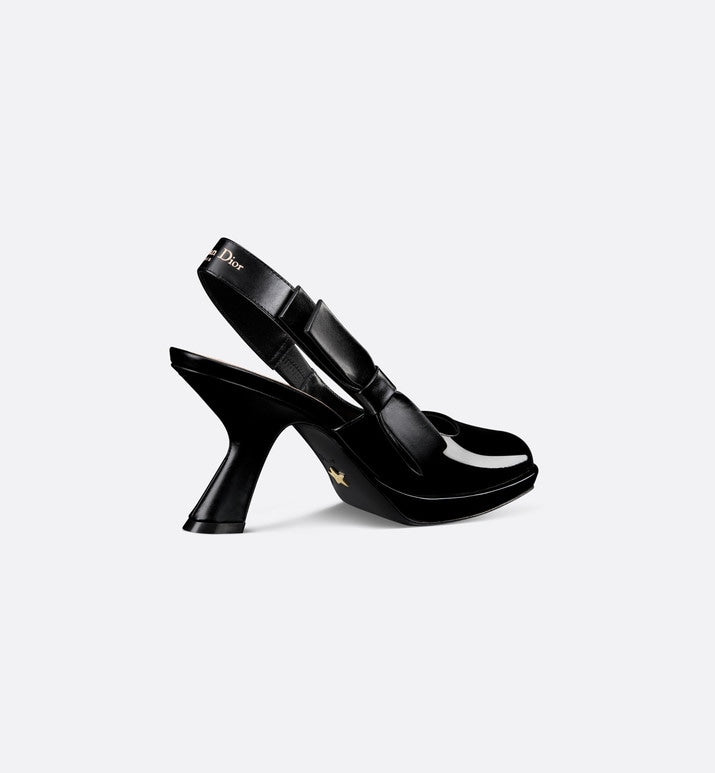 Sweet-D Slingback Pump • Black Patent Calfskin and Shiny Calfskin