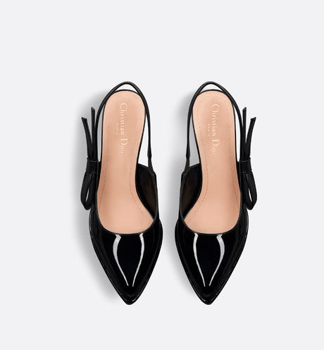 Sweet-D Slingback Pump • Black Patent Calfskin and Shiny Calfskin