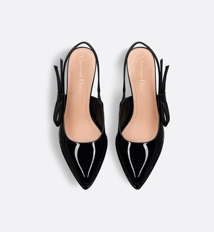 Sweet-D Slingback Pump • Black Patent Calfskin and Shiny Calfskin