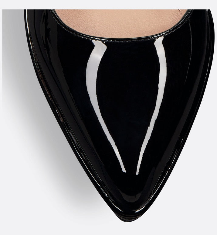 Sweet-D Slingback Pump • Black Patent Calfskin and Shiny Calfskin