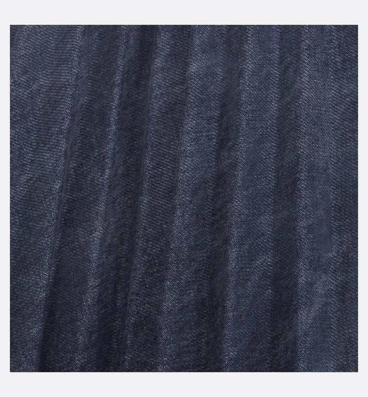 Pleated Mid-Length Skirt • Gradient Blue Cotton Denim
