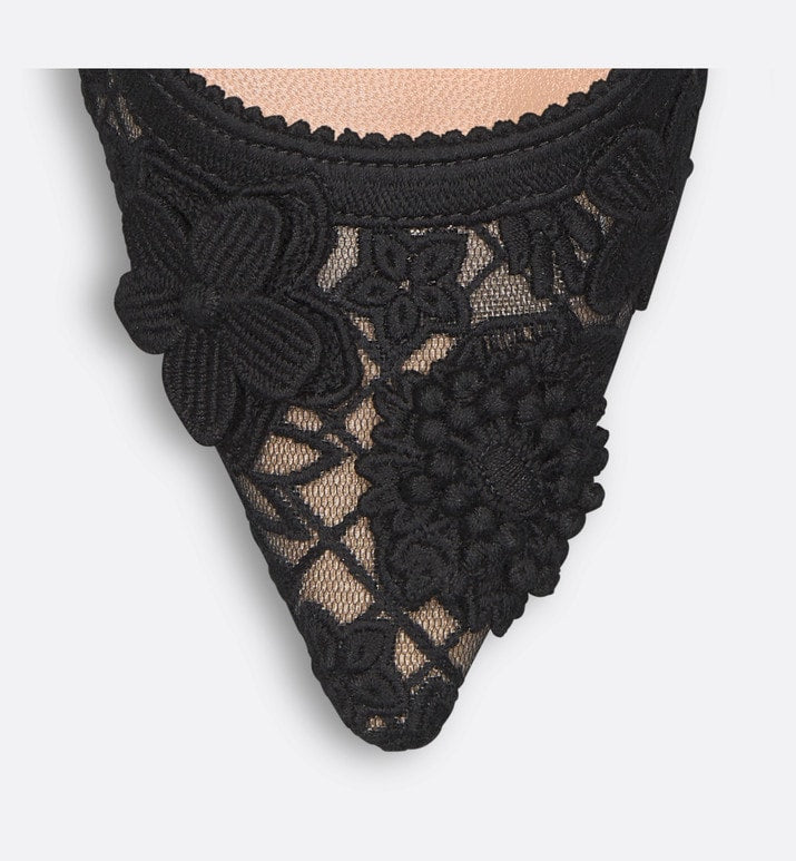 J'Adior Slingback Pump • Transparent Mesh Embroidered with Black 3D Macramé-Effect D-Lace Motif