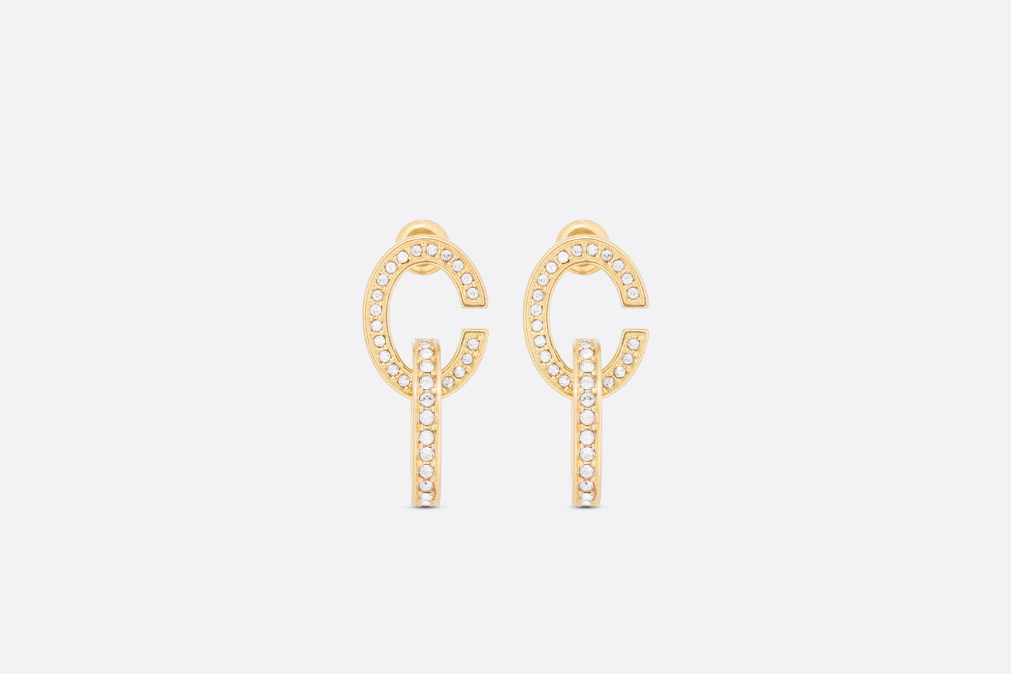 CD Lock Earrings • Gold-Finish Metal and Silver-Tone Crystals