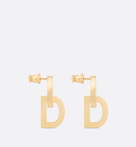 CD Lock Earrings • Gold-Finish Metal and Silver-Tone Crystals