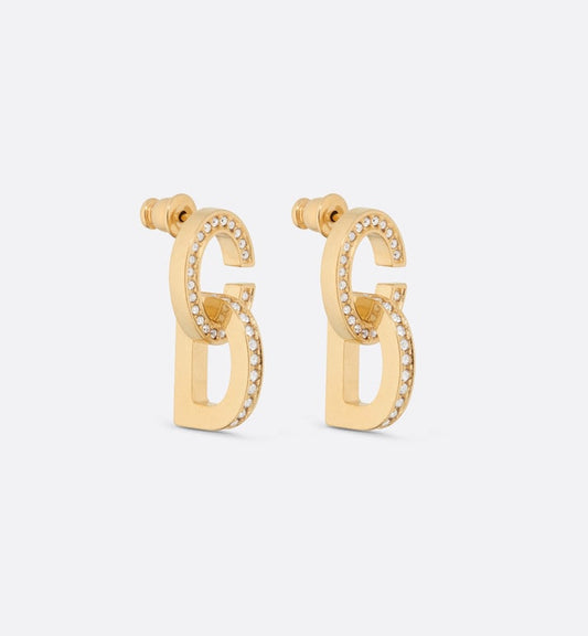 CD Lock Earrings • Gold-Finish Metal and Silver-Tone Crystals
