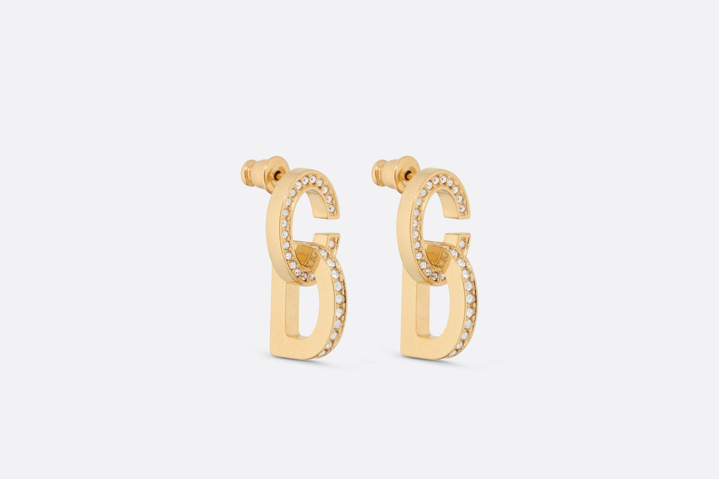 CD Lock Earrings • Gold-Finish Metal and Silver-Tone Crystals