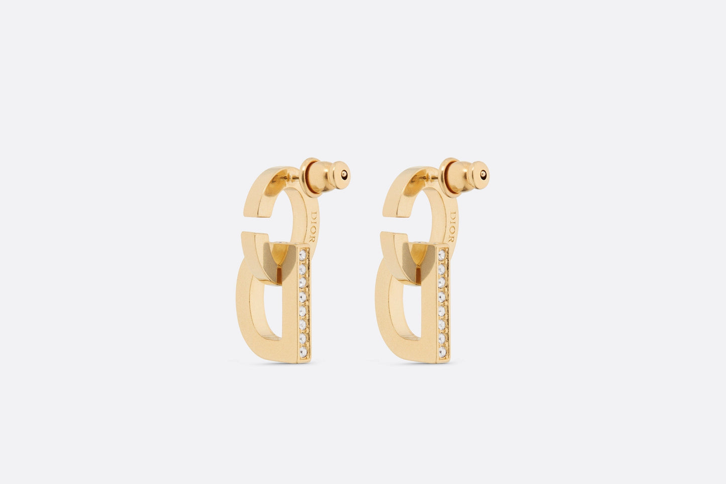 CD Lock Earrings • Gold-Finish Metal and Silver-Tone Crystals
