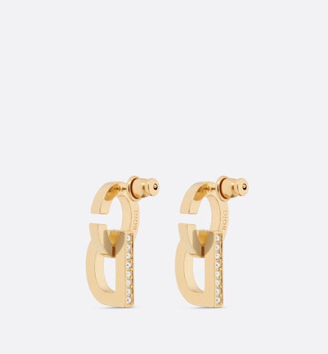 CD Lock Earrings • Gold-Finish Metal and Silver-Tone Crystals