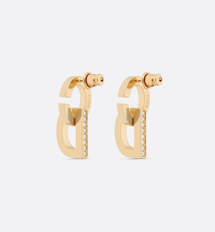 CD Lock Earrings • Gold-Finish Metal and Silver-Tone Crystals