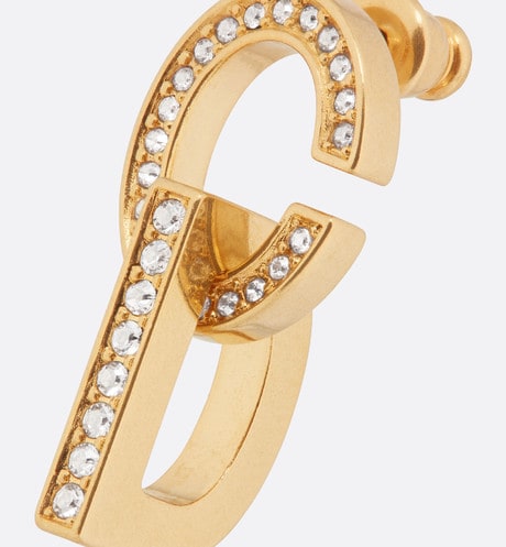 CD Lock Earrings • Gold-Finish Metal and Silver-Tone Crystals