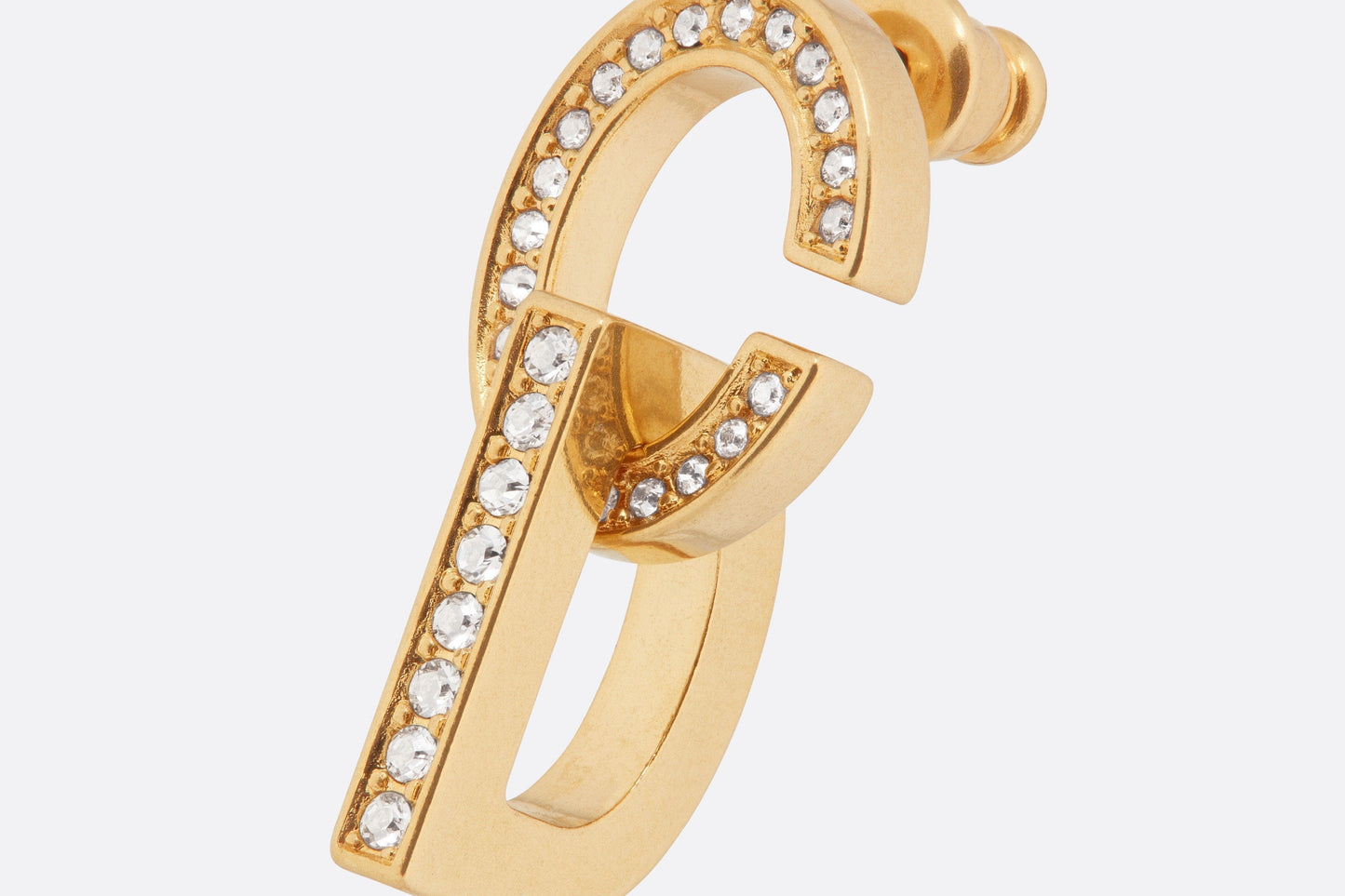 CD Lock Earrings • Gold-Finish Metal and Silver-Tone Crystals