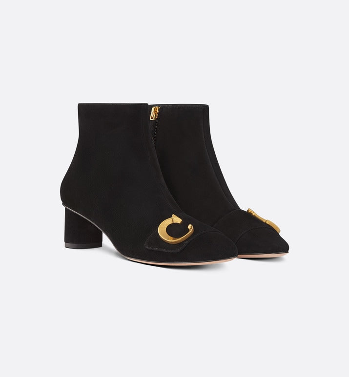 C'est Dior Heeled Ankle Boot • Black Suede Calfskin