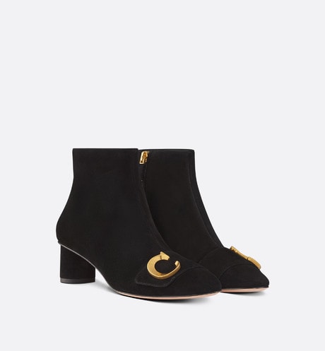 C'est Dior Heeled Ankle Boot • Black Suede Calfskin