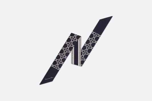 Dior Cannage Mitzah Scarf • Ivory and Navy Blue Silk Twill