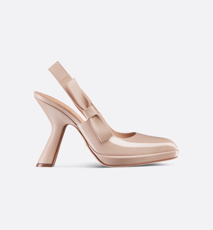 Sweet-D Slingback Pump • Nude Patent Calfskin and Shiny Calfskin