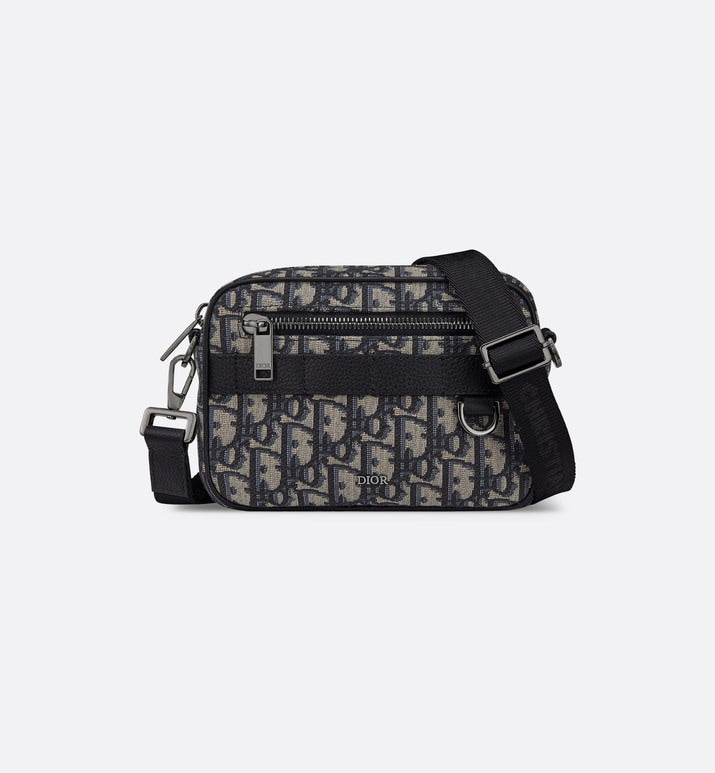 Mini Safari Bag with Strap • Beige and Black Dior Oblique Jacquard