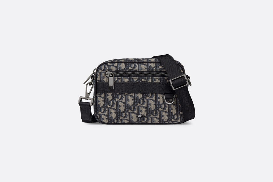 Mini Safari Bag with Strap • Beige and Black Dior Oblique Jacquard