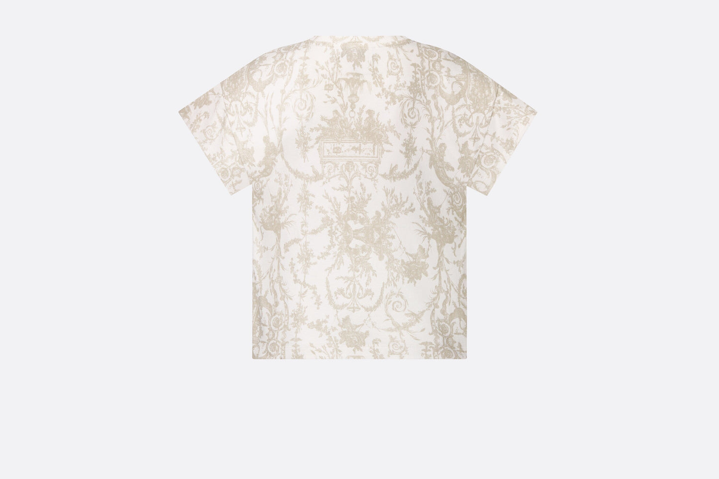 Kid's T-Shirt • Beige Cotton Jersey with White Toile de Jouy Print