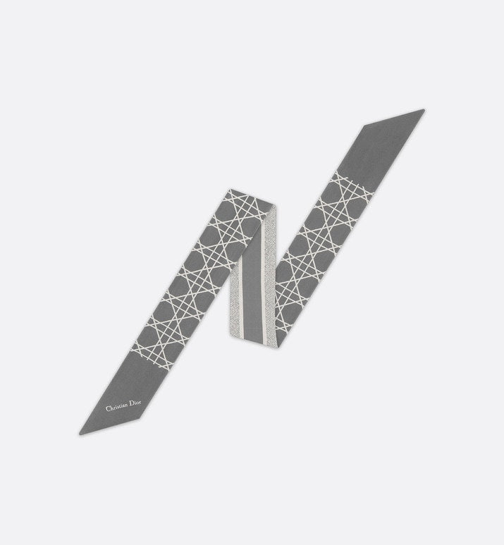 Dior Cannage Mitzah Scarf • Ivory and Gray Silk Twill