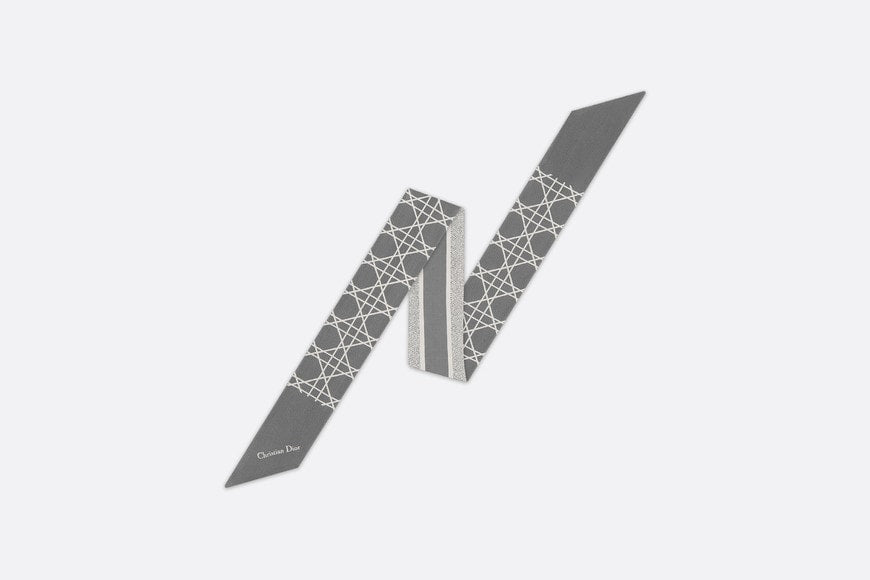 Dior Cannage Mitzah Scarf • Ivory and Gray Silk Twill