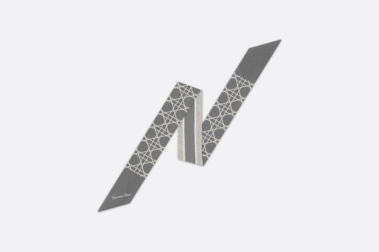Dior Cannage Mitzah Scarf • Ivory and Gray Silk Twill