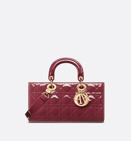 Medium Lady D-Joy Bag • Deep Fuchsia Patent Cannage Calfskin