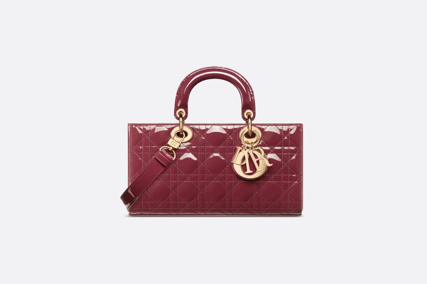 Medium Lady D-Joy Bag • Deep Fuchsia Patent Cannage Calfskin