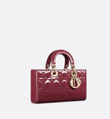 Medium Lady D-Joy Bag • Deep Fuchsia Patent Cannage Calfskin