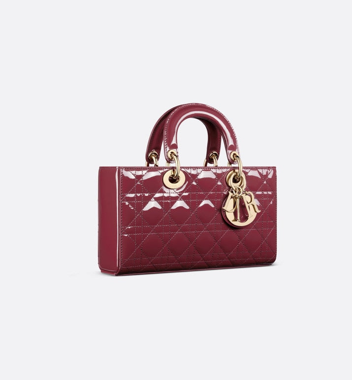 Medium Lady D-Joy Bag • Deep Fuchsia Patent Cannage Calfskin
