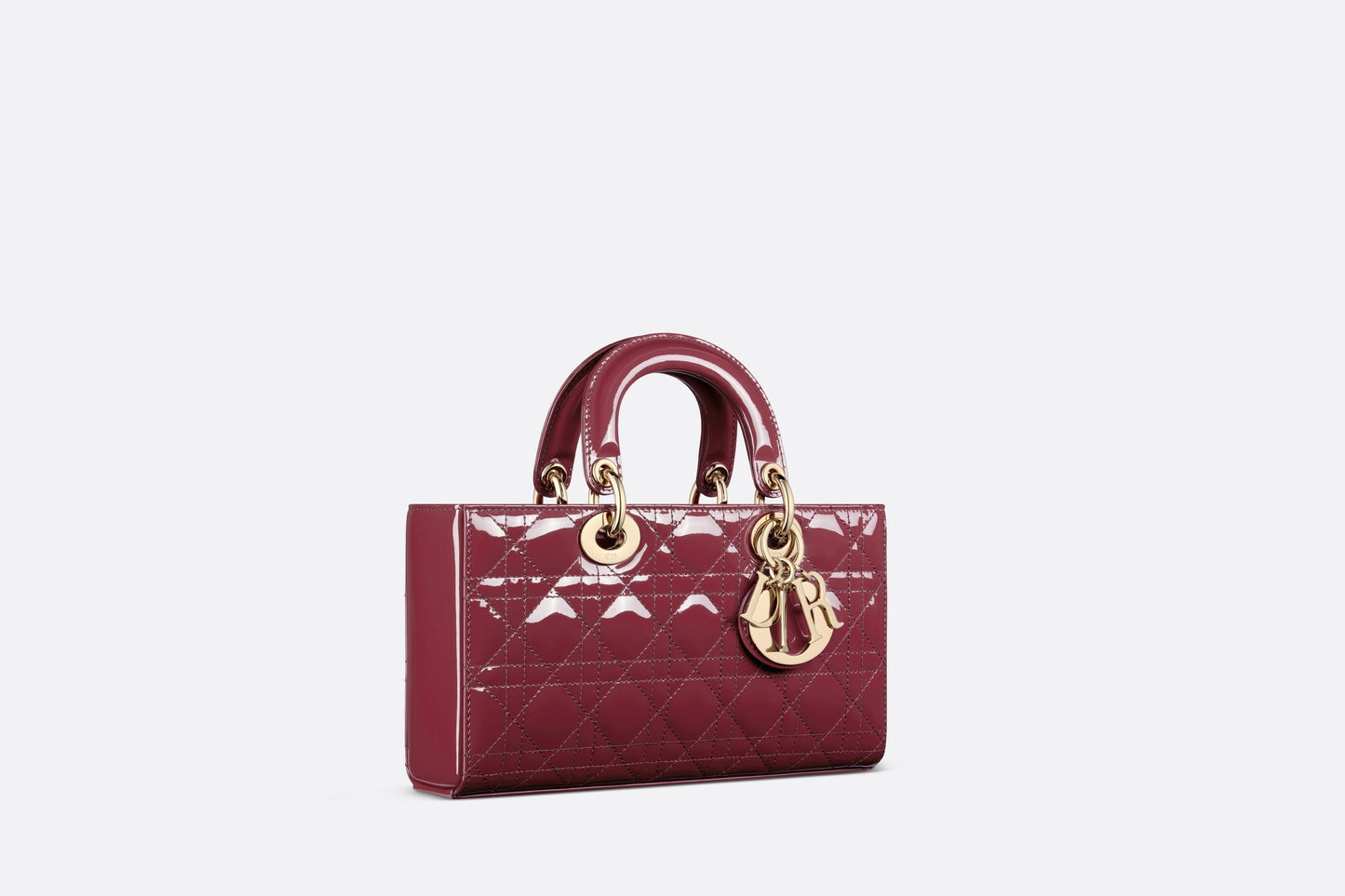 Medium Lady D-Joy Bag • Deep Fuchsia Patent Cannage Calfskin