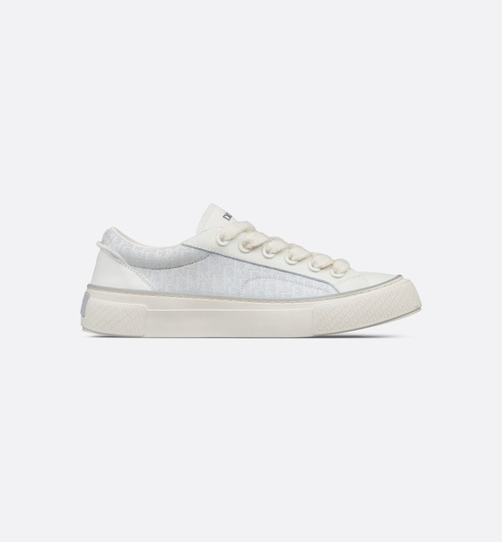 B33 Sneaker • White Smooth Calfskin and Dior Oblique Jacquard