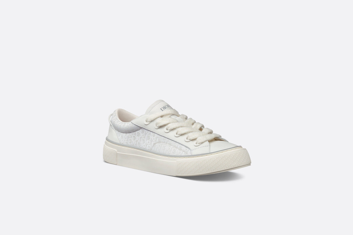 B33 Sneaker • White Smooth Calfskin and Dior Oblique Jacquard