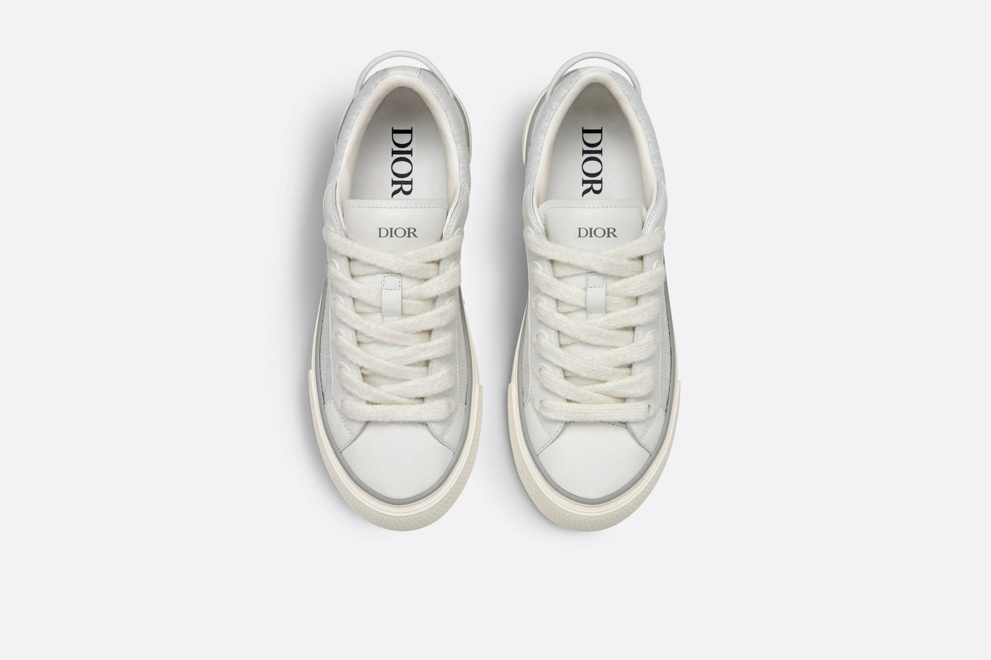 B33 Sneaker • White Smooth Calfskin and Dior Oblique Jacquard