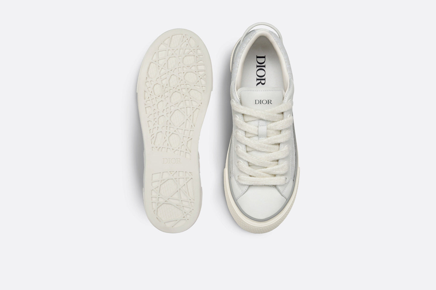 B33 Sneaker • White Smooth Calfskin and Dior Oblique Jacquard