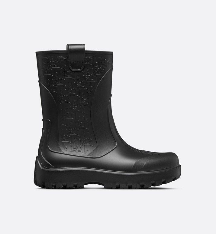 Dior Garden Rain Boot • Black Rubber with Dior Oblique Motif