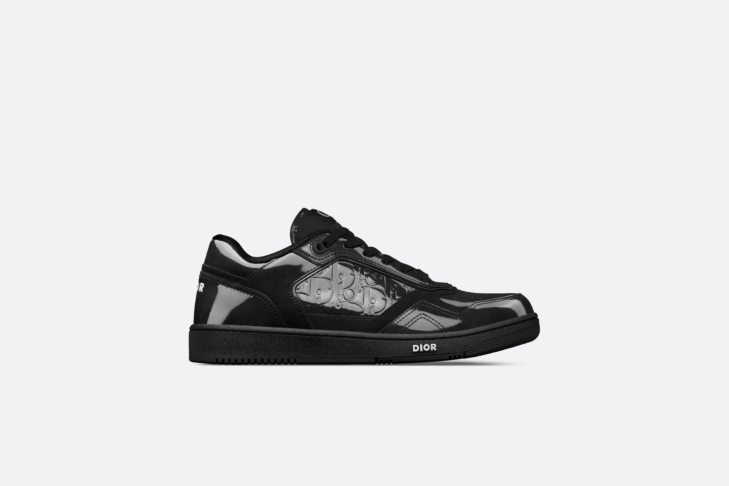 B27 Low-Top Sneaker • Black Patent Calfskin and Dior Oblique Gravity Leather