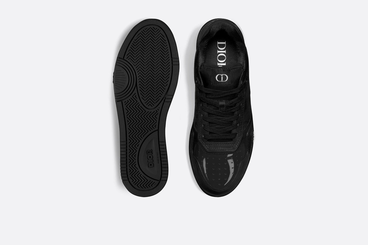 B27 Low-Top Sneaker • Black Patent Calfskin and Dior Oblique Gravity Leather