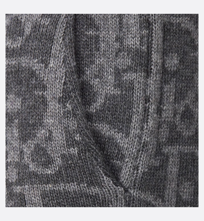 Kid's Track Pants • Deep Gray and Gray Dior Oblique Wool and Cashmere-Blend Knit Jacquard