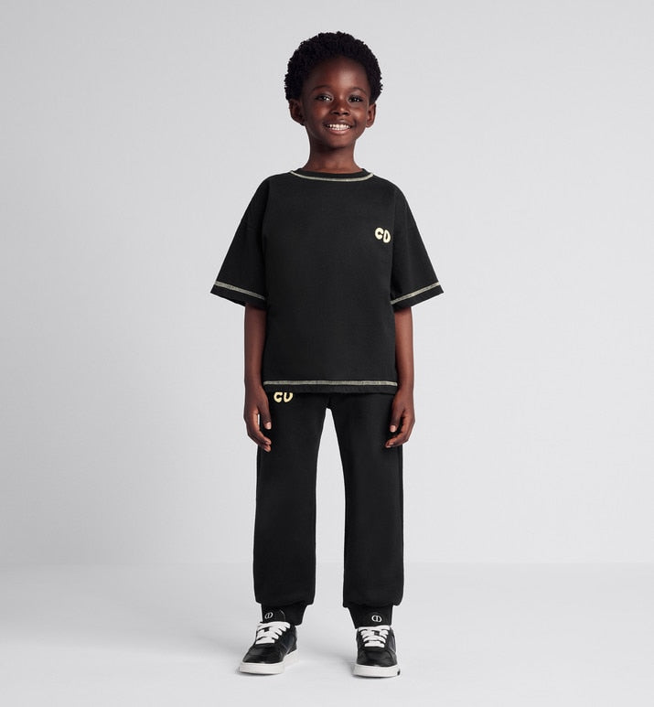 Kid's Track Pants • Black Cotton Fleece