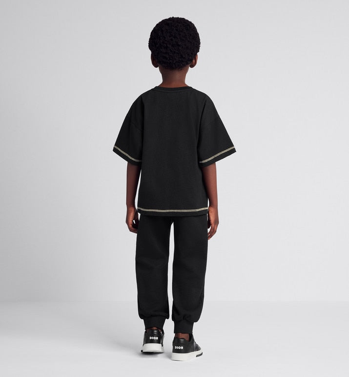Kid's Track Pants • Black Cotton Fleece