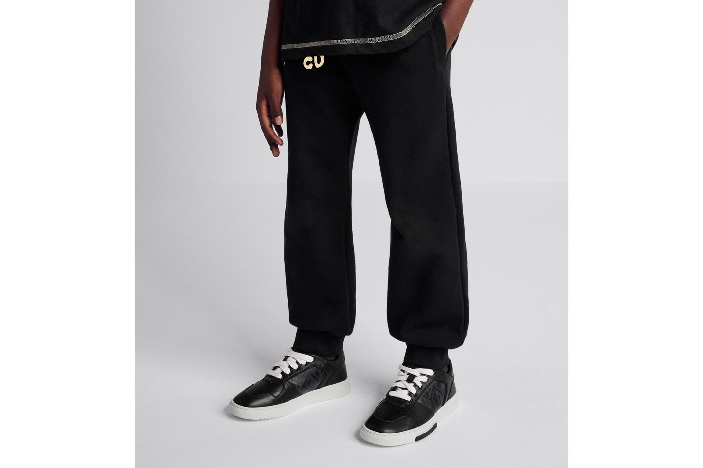 Kid's Track Pants • Black Cotton Fleece