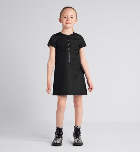 Kid's A-Line Dress • Black Water-Repellent Technical Fabric