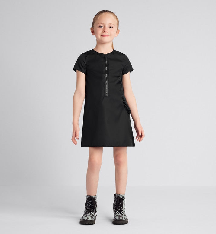 Kid's A-Line Dress • Black Water-Repellent Technical Fabric