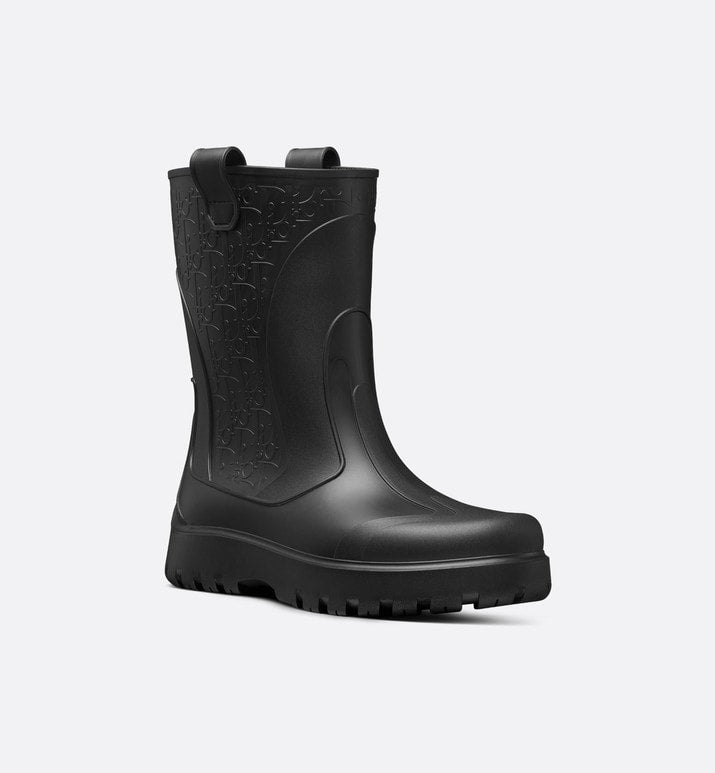 Dior Garden Rain Boot • Black Rubber with Dior Oblique Motif