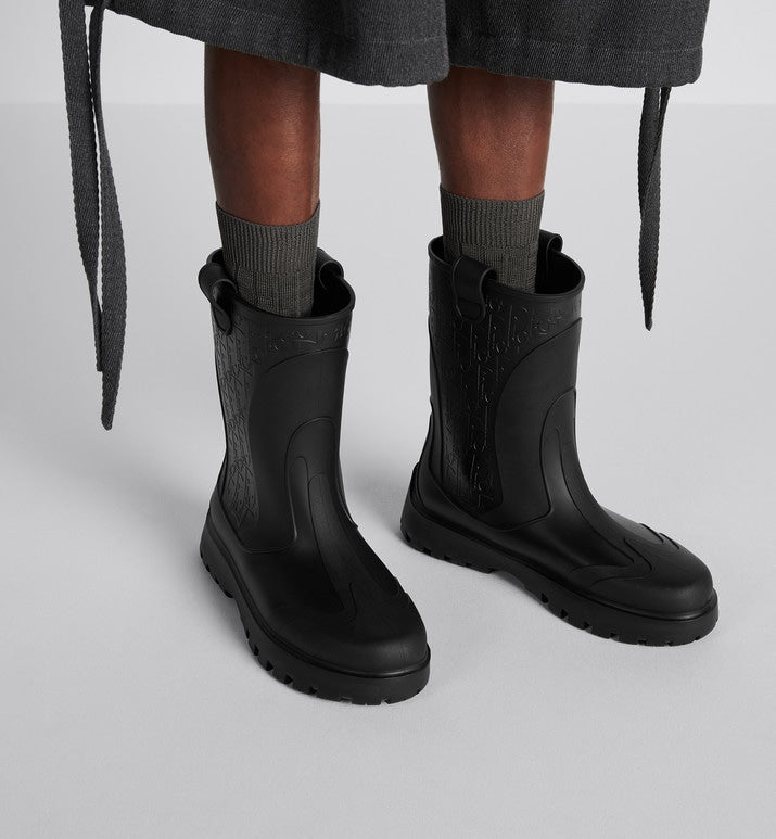 Dior Garden Rain Boot • Black Rubber with Dior Oblique Motif