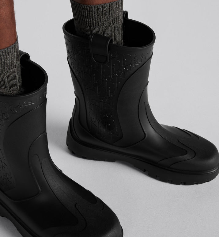 Dior Garden Rain Boot • Black Rubber with Dior Oblique Motif