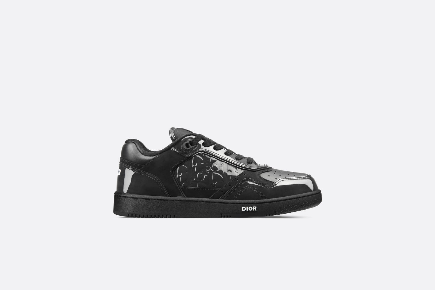 B27 Low-Top Sneaker • Black Patent Calfskin and Dior Oblique Gravity Leather