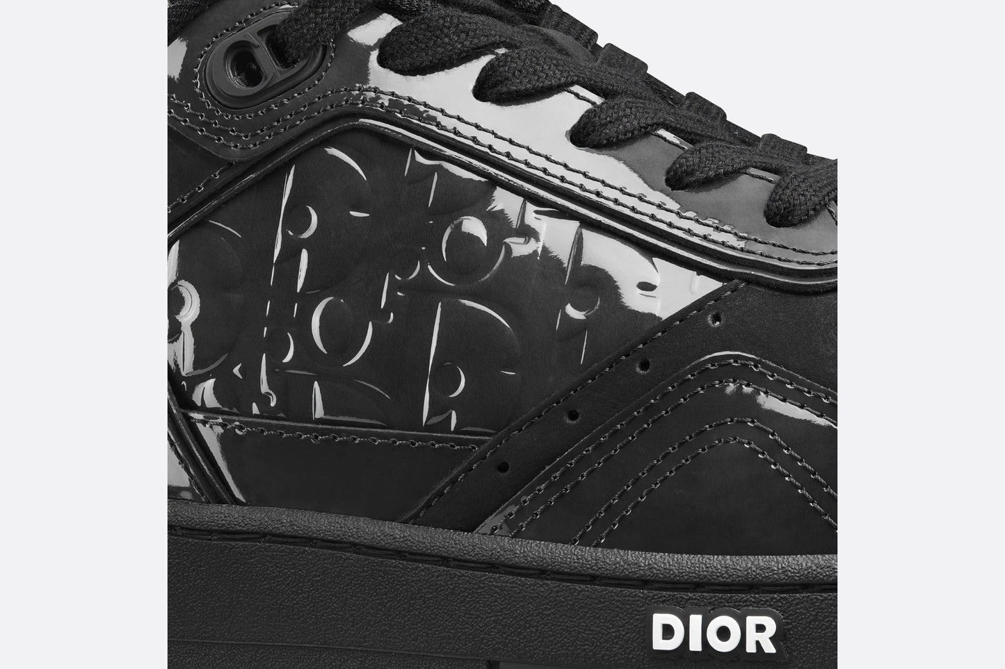 B27 Low-Top Sneaker • Black Patent Calfskin and Dior Oblique Gravity Leather