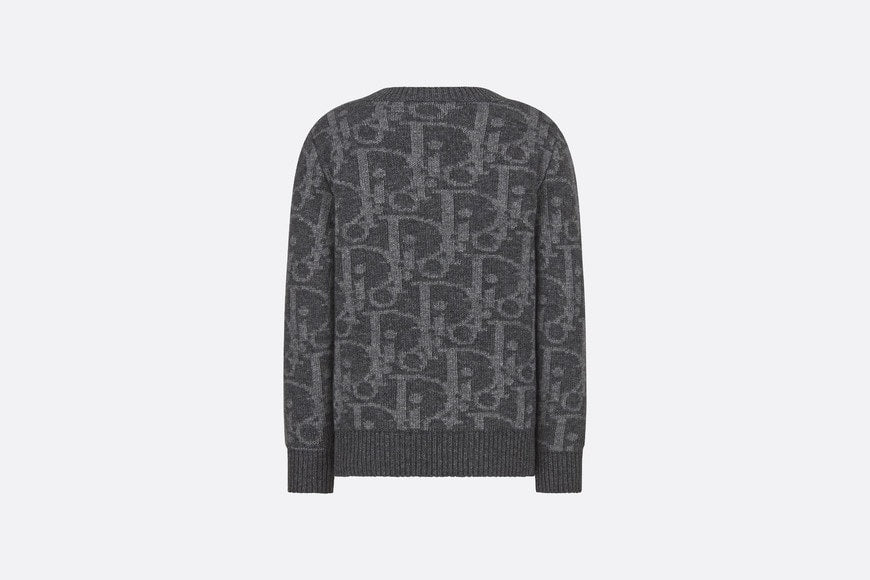 Kid's Sweater • Deep Gray and Gray Dior Oblique Wool and Cashmere-Blend Knit Jacquard
